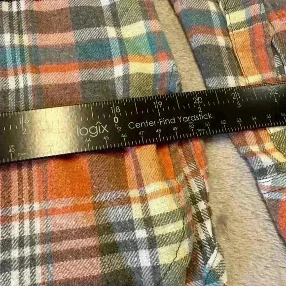 Panache Women's Bleached Flannel Small Distressed Faded Buttonup Shirt Red Plaid - Picture 6 of 7